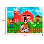 Painel Festa Aniversário Fazenda com Animais e Celeiro Gigante 140 cm Decoração Fazendinha -