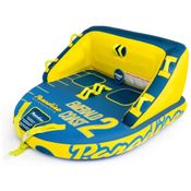 Boia Rebocável para 1 a 2 Pessoas com Costura de Nylon Reforçada e Acolchoamento em EVA, Paradise Water Sports, Azul e Amarelo