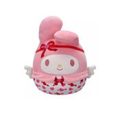 Bicho de Pelúcia Squishmallows Original Sanrio Sunny – My Melody com Corações, Asas Brilhantes e Laço Rosa. Produto Antialérgico com Selo Inmetro.