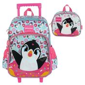 Kit Mochila De Rodinha UP4YOU Pinguim No Donut +Lancheira
