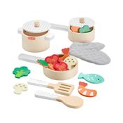 Brinquedo Primeira Infância - Conjunto de Panelas e Frigideiras de Madeira - Fisher-Price