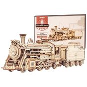 Quebra Cabeças 3D para Adultos, Escala 1:80, Tema Trem Mecânico com 308 Peças, ROKR, Marrom