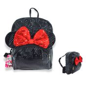 Mochila Infantil Brilhante da Minnie Mouse com Laço Vermelho em Lantejoulas, Orelhas e Alças Ajustáveis – Perfeita para Passeios e Escola