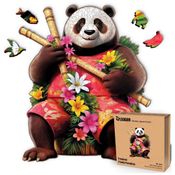 Quebra Cabeças em Madeira MDF para Adultos, Tema Tropical Panda Paradise com 500 Peças, LEOGOR, Colorido