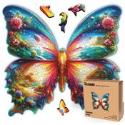 Quebra Cabeças em Madeira MDF para Adultos, Tema Borboleta com 500 Peças, LEOGOR, Colorido