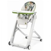 Cadeira de Alimentação Cadeirão com Altura do Assento Ajustável e 4 Rodas, Peg Perego, Branco e Verde