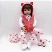 Boneca Bebê Reborn Silicone 48cm Carla Girafa Lançamento