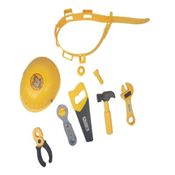 CINTO DE FERRAMENTAS INFANTIL KIT ELETRICISTA ENGENHEIRO COM CAPACETE ALICATES E ACESSORIOS