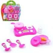 KIT COZINHA COM FOGAO PANELA UTENSILIOS TALHERES E ACESSORIOS BRINQUEDO INFANTIL ROSA MENINAS