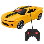 Carrinho Esportivo de Controle Remoto Camaro Amarelo – Pica Pau, com Luz, Direção para Todos os Lados, Design Realista e 27cm de Comprimento