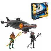 Kit Aquaman vs Arraia Negra com Bonecos Articulados, Submarino com Efeitos Sonoros e Luzes – Brinquedo Oficial DC Comics para Crianças