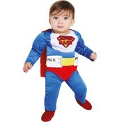 Fantasia Carnaval Bebe Menino Divertida de Luxo Super Baby Com Suporte pra Mamadeira