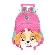 Mochila de Rodinhas Com Alça Luxcel Patrulha Canina Rosa