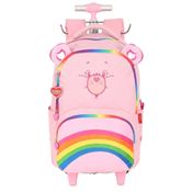 Mochila de Rodinhas Com Alça Luxcel Ursinhos Carinhosos Rosa