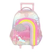 Mochila Rodinhas Sem Alça Luxcel Up4You ArcoIris Nuvem Rosa