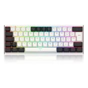 Teclado Mecânico Gamer Redragon Fidd, RGB, Cabo Removível, Switch Rosa, ABNT2, Branco e Preto
