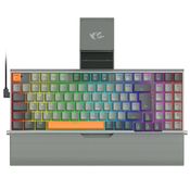 Teclado Mecânico Gamer Redragon Olaf, RGB Chroma Mk.II, Switch Marrom, À prova de Poeira, ABNT2, Preto e Cinza