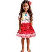 Fantasia Infantil Moana 2 Vestido com Colar Estampado