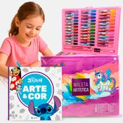 Kit Estojo Pintura Maleta Unicórnio 150 Peças e Livro Lilo e Stitch para Colorir