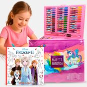 Kit Pintura Livro de Colorir Disney Frozen e Maleta de Pintura com 150 Peças Lápis Canetinhas Tinta