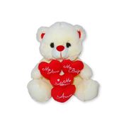 Urso de Pelúcia com 4 Corações e Frases de Amor – Macio e Fofo para Presente – 25cm