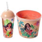 Coleção 2 em 1 Moana Copo Shake estampados com Balde de Pipocas Premium
