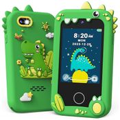 Telefone Brinquedo Infantil KOKODI Dinossauro Verde, Tela Touchscreen HD, Câmera Dupla, Cartão SD 8GB, Brinquedo Educativo Para Meninos de 3 a 10 Anos