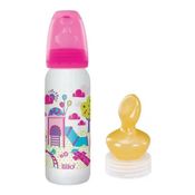 Mamadeira Divertida 240ml Rosa Lillo + Bico Látex Fenda Palatina Nuk