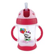 Copo Treinamento Com Canudo Panda Rosa 250ml Comtac Kids