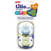 Chupeta Soft Calming 100%Silicone 0-6m 2und Azul/Brilha Escuro Lillo