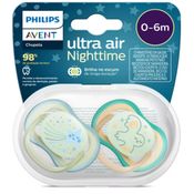 Chupeta Ultra Air Night 0-6m Azul/Verde C/2 Philips Avent