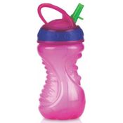 Copo Easy Grip Canudo Rígido 300ml +12m Rosa Nuby