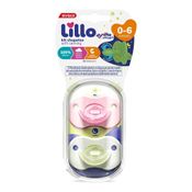 Chupeta Soft Calming 100%Silicone 0-6m 2und Rosa/Brilha Escuro Lillo