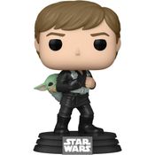 Boneco Colecionável Funko Pop Luke Skywalker & Grogu 583 Star Wars The Book of Boba Fett