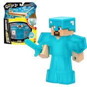 Boneco Elástico Minecraft Steve Goo Jit Zu Sunny | Personagem Oficial, Super Esticável e Divertido para Fãs da Franquia e Colecionadores