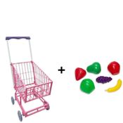 Kit Cozinha Infantil Carrinho de Supermercado e Frutas