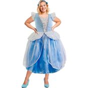Vestido Princesa Cinderela Adulta Plus Size Super Luxo Com Tiara