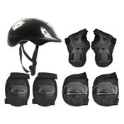 Kit de Proteção Infantil Capacete Cotoveleira Joelheira Cor Preto DM Radical