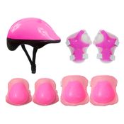 Kit de Proteção Infantil Capacete Cotoveleira Joelheira Rosa DM Radical