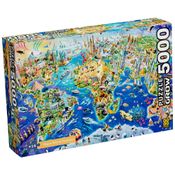 Quebra-cabeça 5000 peças Mapa-Múndi Turístico