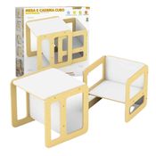 Conjunto Mesa E Cadeira Infantil Cubo Montessori, Junges, Crianças +24 Meses Até 35kg Em Madeira MDF