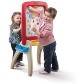 Cavalete para Duas Crianças com Mesa de Atividades e Quadro de Arte Dupla Face em Plástico Durável, Step2, Vermelho e Bege