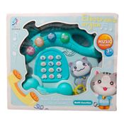 Brinquedo telefone de gatinho musical azul 2216A-38 Yan fa