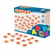 Kit Letras 160 Peças Em Madeira, Junges, Alfabeto Móvel Educativo Didático Escolar