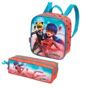 Kit Lancheira Termica Ladybug Miraculous Acqua +Estojo Duplo