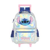 Mochila de Rodinhas Infantil Stitch Holográfica Luxcel