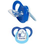 Kit 12 Chupeta Ortodôntica Premium T2 Emoji Curtir Azul +6m Babygo