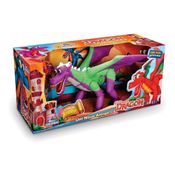 Dinossauro Dragão Lilás/ Verde 49 Cm C Som E Asas Articulado
