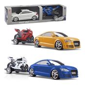 Carro Mxt 2,0 Com Carretinha Moto Motorcycle Rosa Livre 56cm