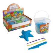 Kit Balde De Areia Mágica Fundo Do Mar Com 250g Com Molde